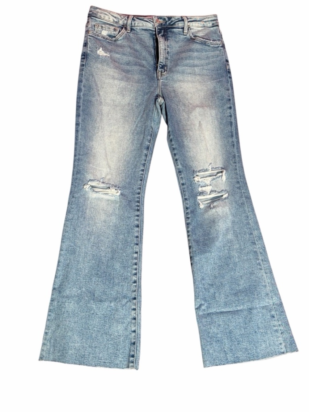 Lovervet High Rise Distressed Flare Jeans 32/15 Light Wash Y2K